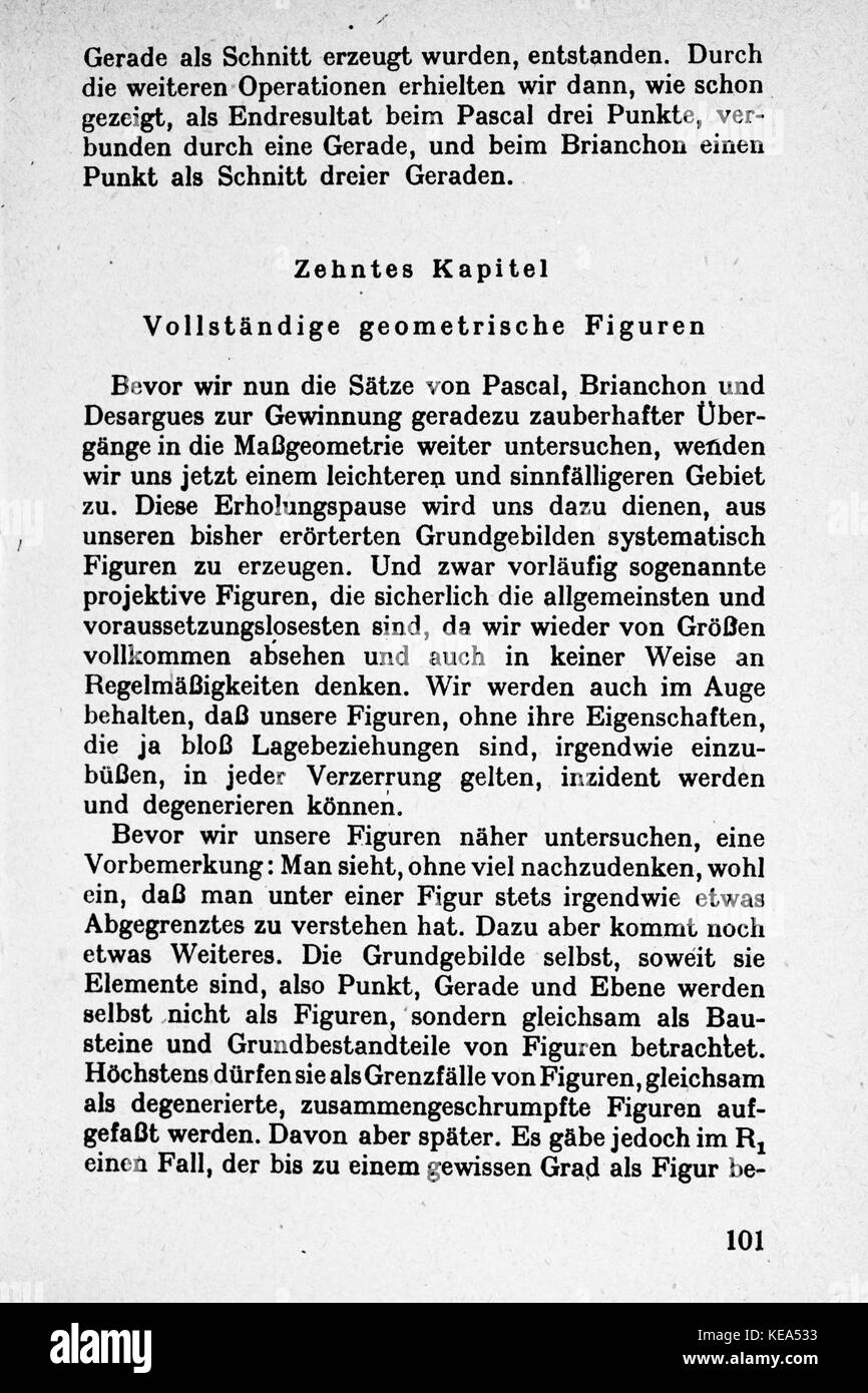 A section from 'Vom Punkt zur Vierten Dimension', exploring the concept of higher dimensions, particularly the fourth dimension in theoretical physics. Stock Photo