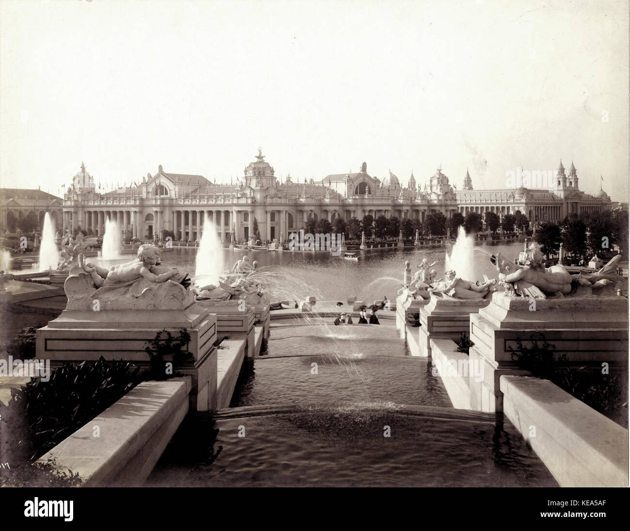 View of the 1904 World's Fair grounds from the East Cascade Falls Stock Photo