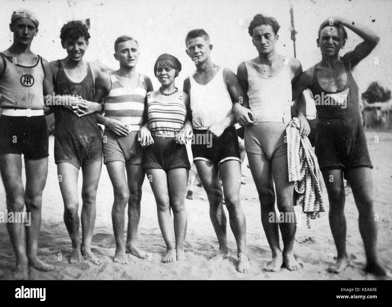 Vintage bathing suit man Black and White Stock Photos Images Alamy