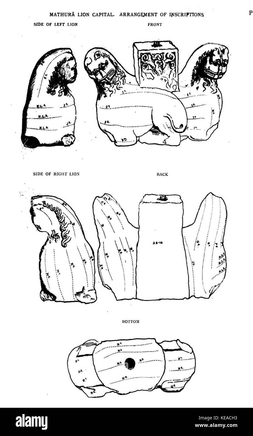 Mathura lion capital inscriptions Stock Photo Alamy