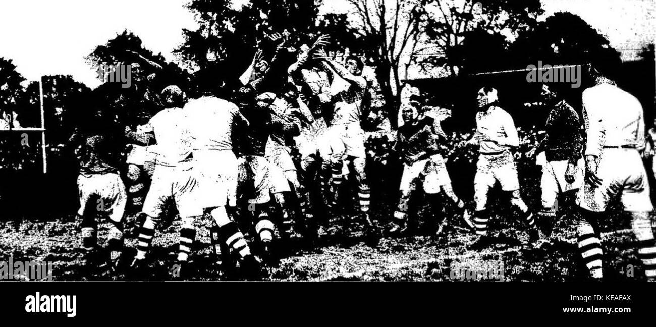 The 1928 French rugby match between Pau and Quillan, culminating in the ...