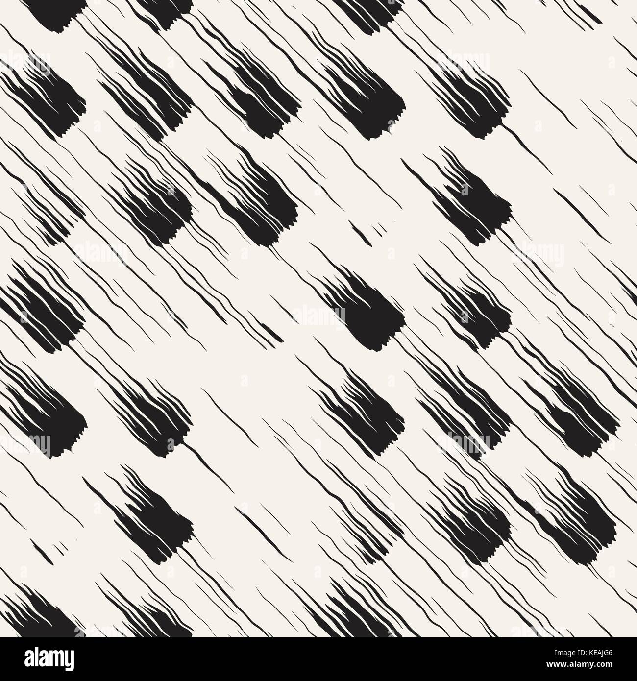 Vector seamless pattern with brush stripes and strokes. Black and white ...