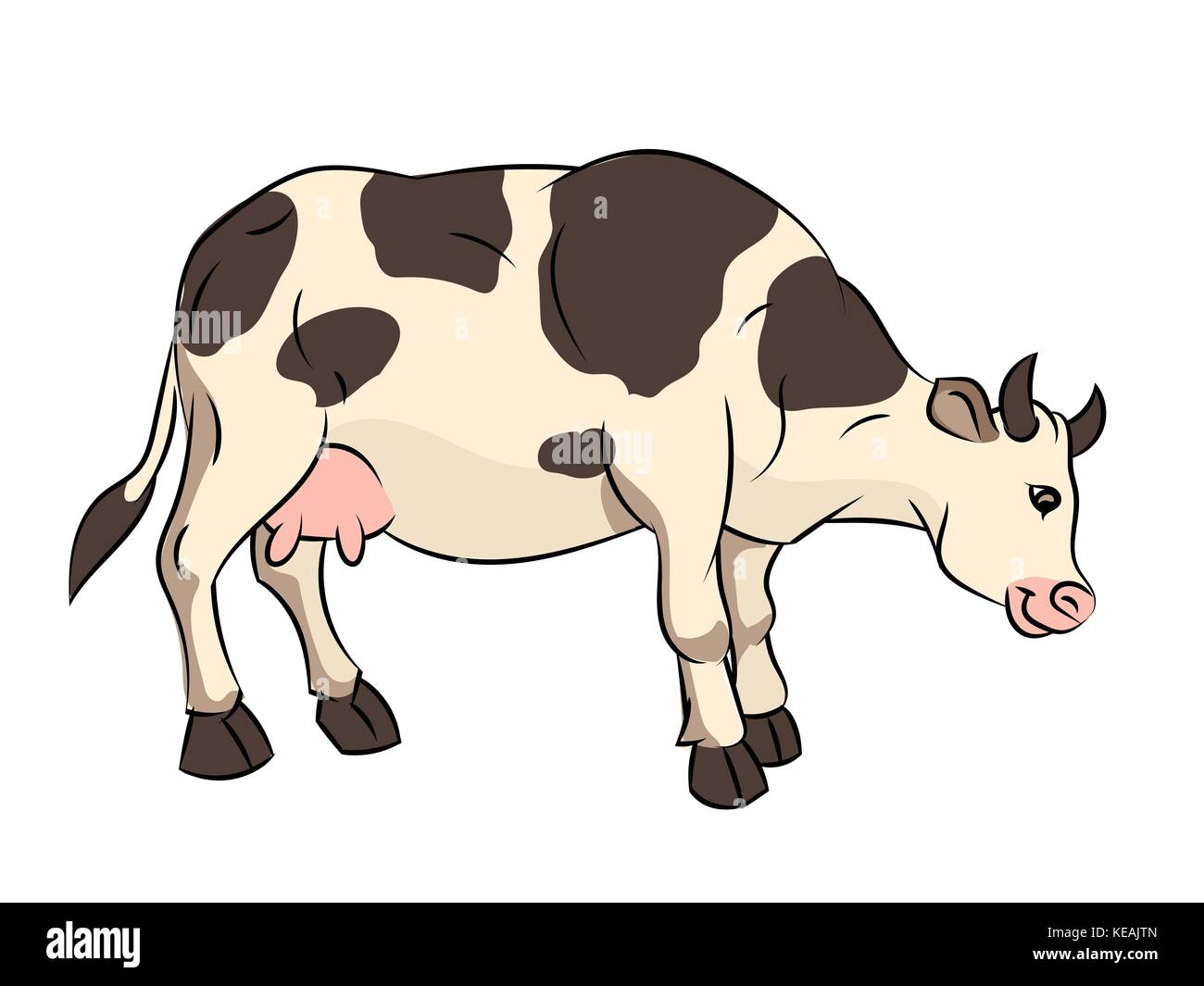 Illustration of Cow Cartoon isolated on white backgroun - Vector Illustration Stock Vector
