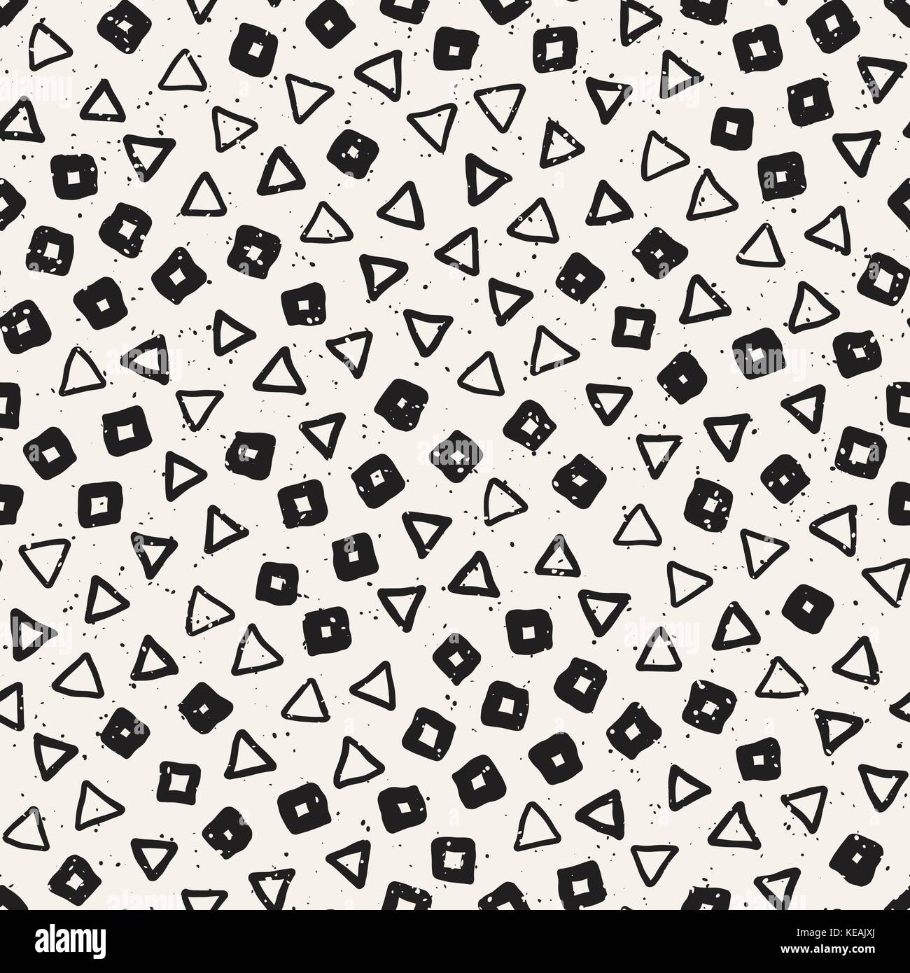 Hand drawn black and white ink abstract seamless pattern. Vector ...