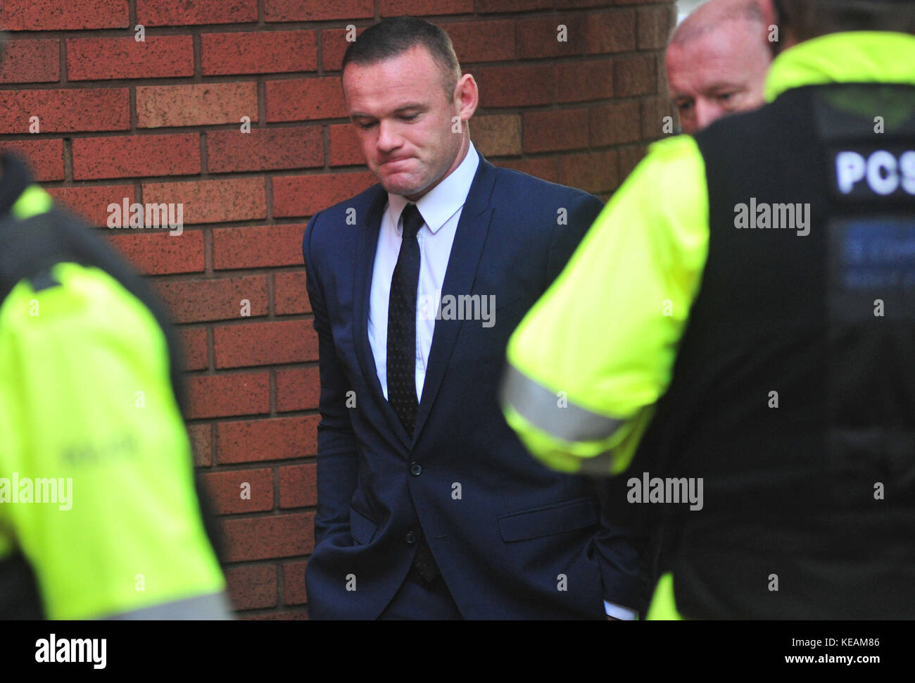 Wayne Rooney appears at Stockport Magistrates Court  Featuring: Wayne Rooney, Damien Hall aka Big Ginge Where: Liverpool, United Kingdom When: 18 Sep 2017 Credit: WENN.com Stock Photo