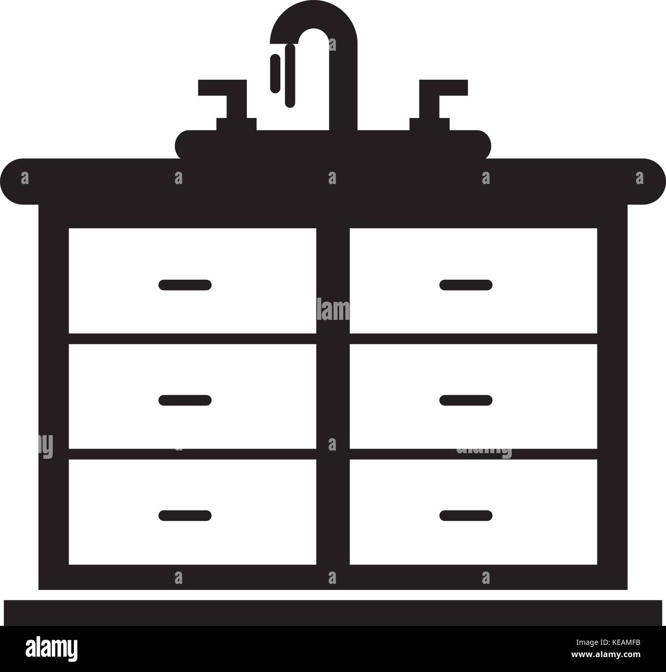 bathroom interior with sink vanity cabinet furniture Stock Vector Image ...