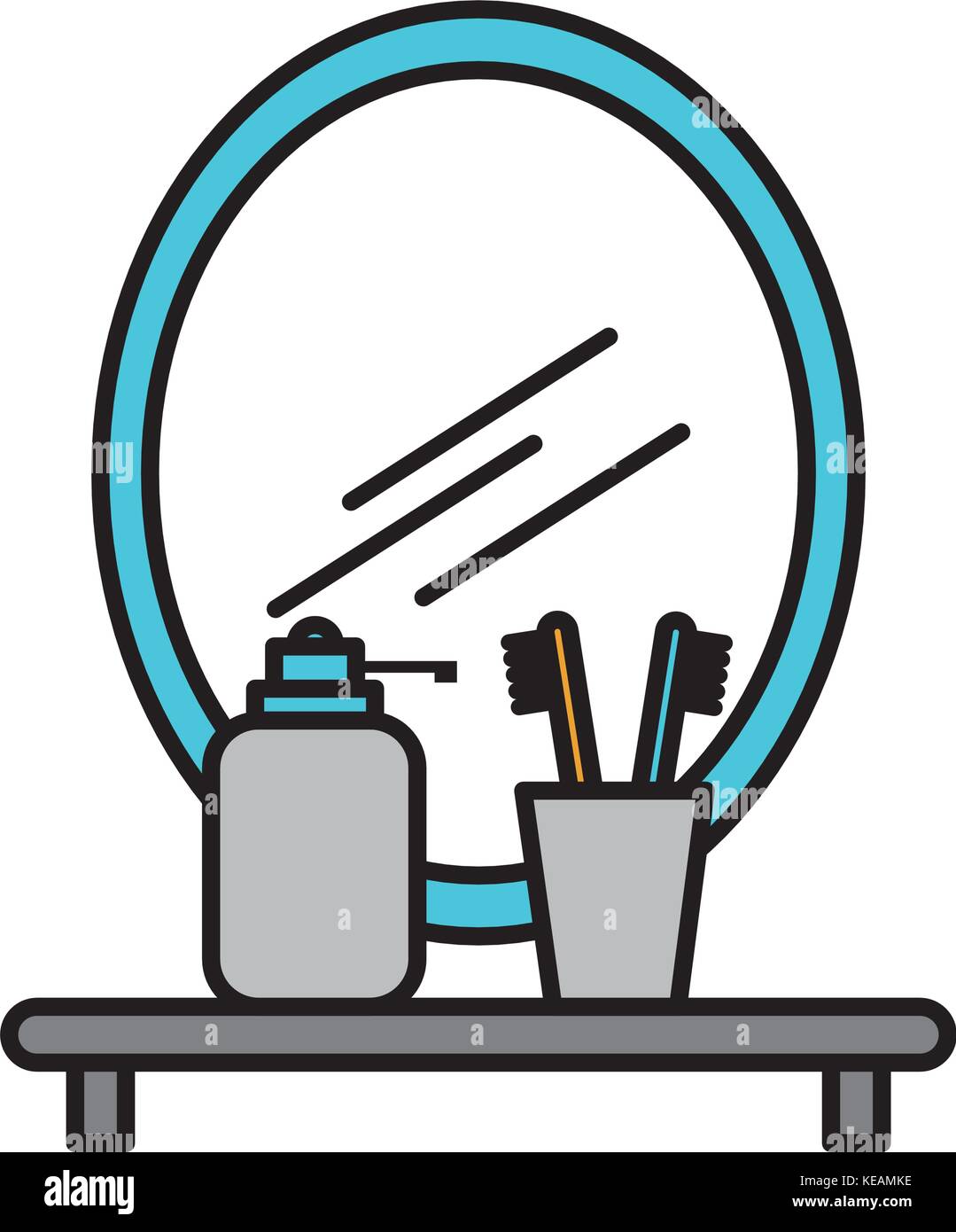 bathroom mirror and shelf with toothbrush soap Stock Vector Image & Art ...