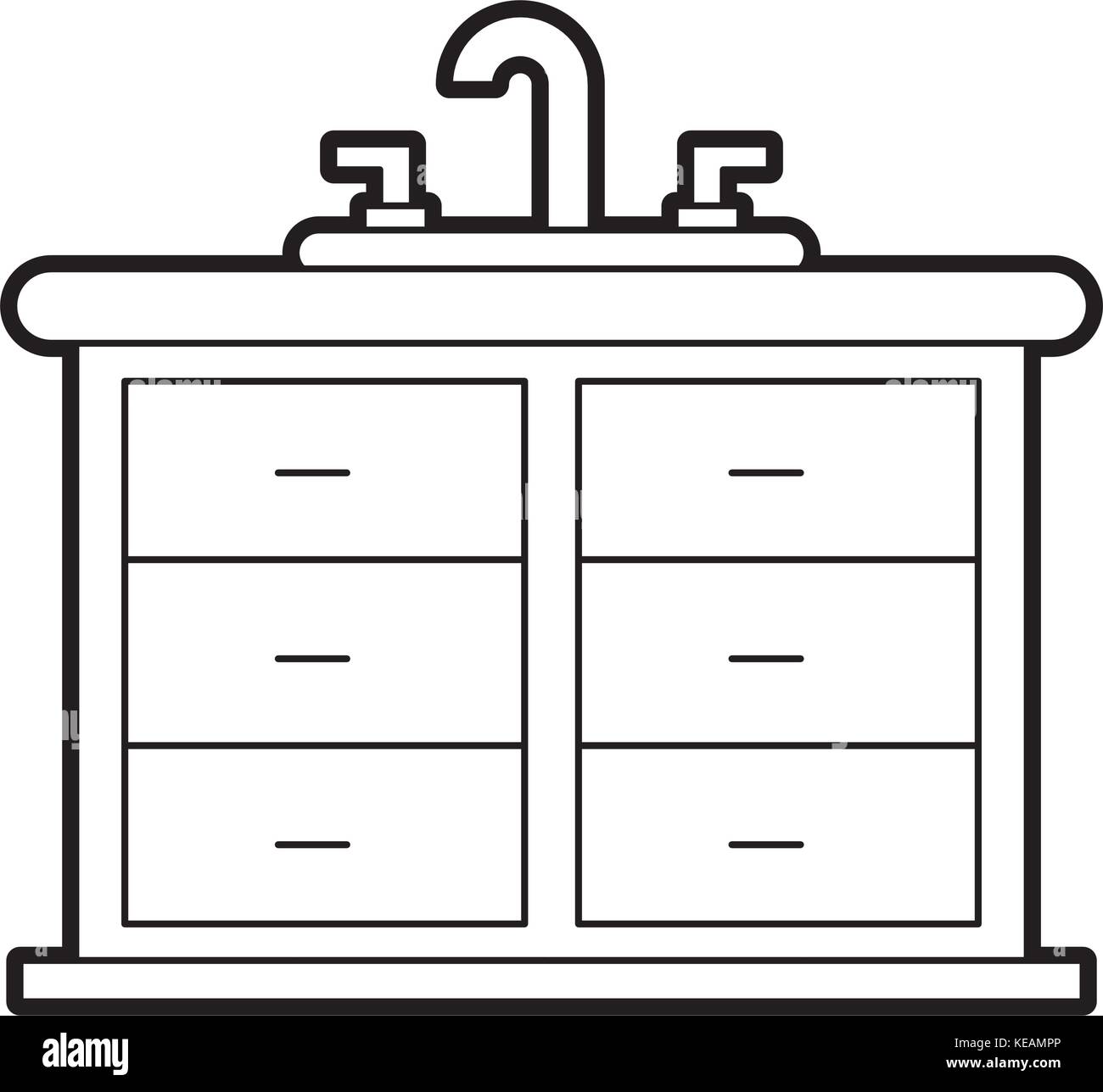 bathroom interior with sink vanity cabinet furniture Stock Vector Image ...