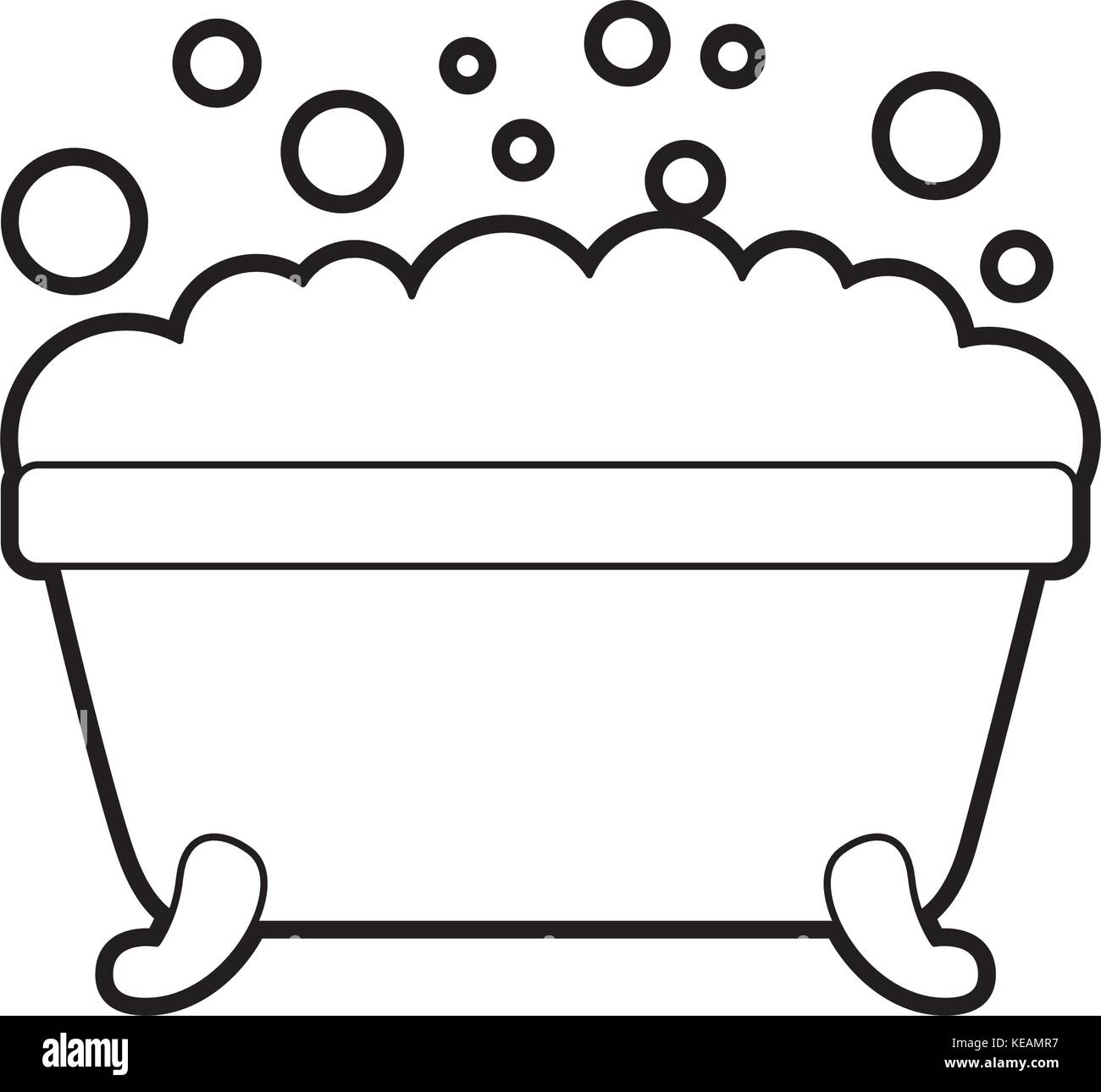 bathtub foam bubbles clean hygiene interior ceramic icon Stock Vector