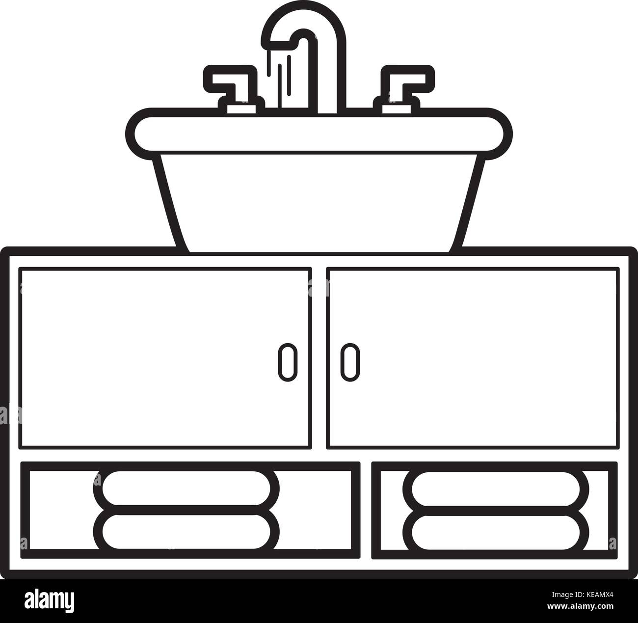 bathroom interior with sink vanity cabinet furniture Stock Vector Image ...