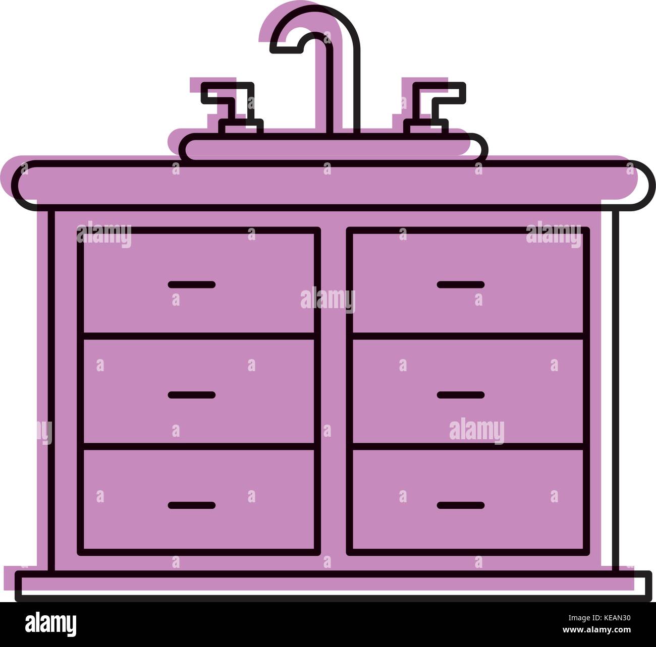 bathroom interior with sink vanity cabinet furniture Stock Vector Image ...