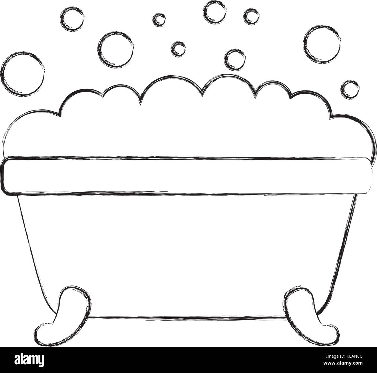bathtub foam bubbles clean hygiene interior ceramic icon Stock Vector