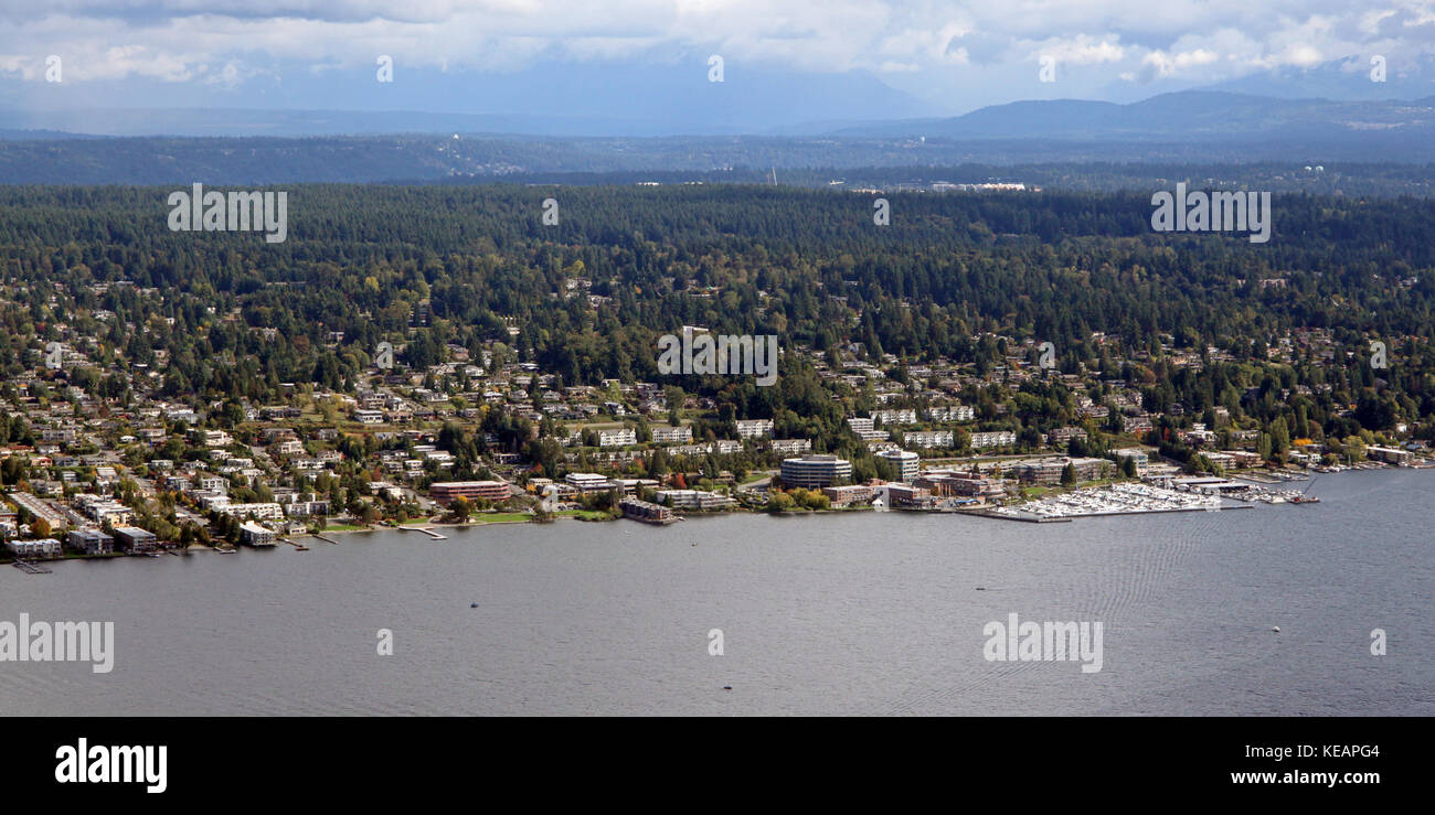 aerial view of the Central Houghton area of Seattle, Washington, USA Stock Photo
