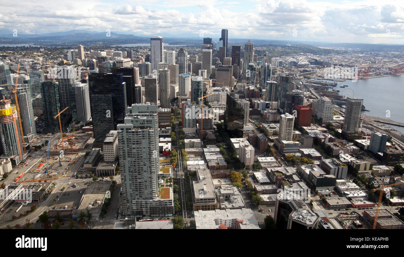 aerial view of the Seattle skyline, Washington, USA Stock Photo