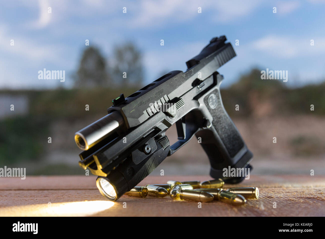 Pistol SigSauer P320 XFive & flashlight Foxtrot 1 Stock Photo Alamy