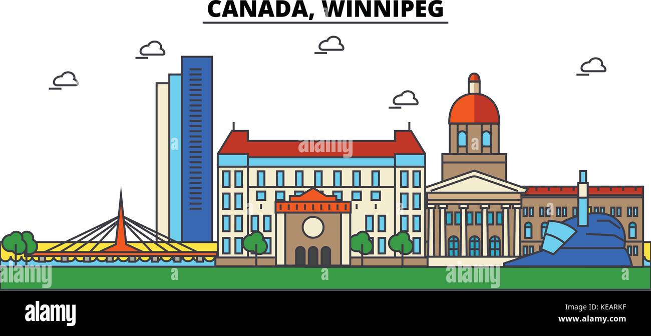 Canada, Winnipeg. City skyline architecture, buildings, streets