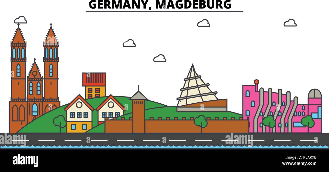 Germany, Magdeburg. City skyline architecture, buildings, streets Germany, Magdeburg. City skyline architecture, buildings, streets