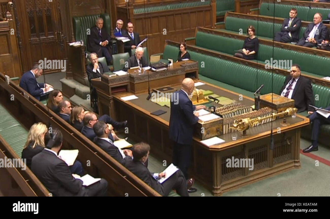 Communities Secretary Sajid Javid speaks in the House of Commons, London, where he told MPs that 14 families affected by the Grenfell Tower fire have now accepted offers of permanent accommodation, adding that people were being treated as survivors rather than statistics. Stock Photo