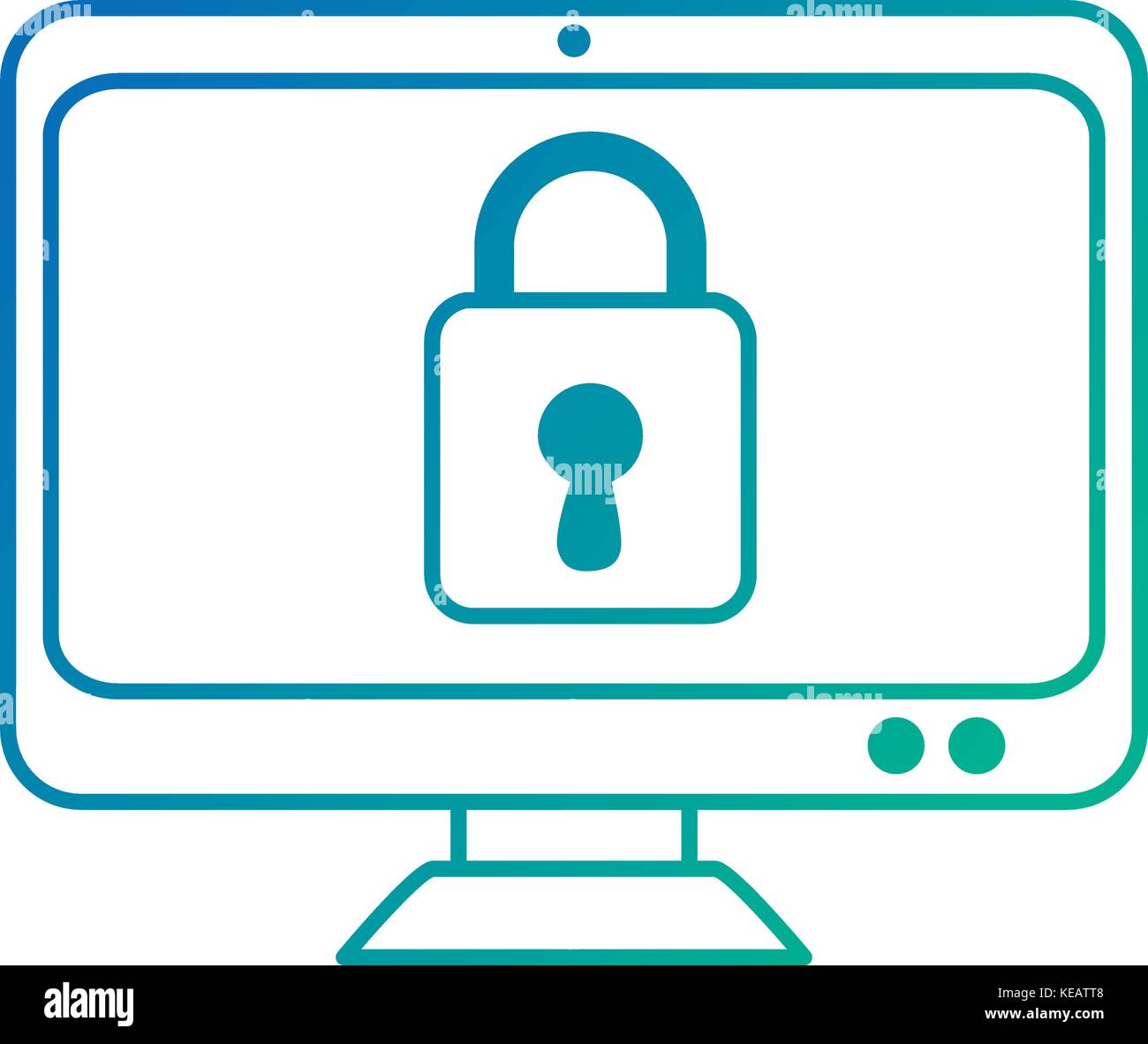 computer display with padlock vector illustration design Stock Vector ...