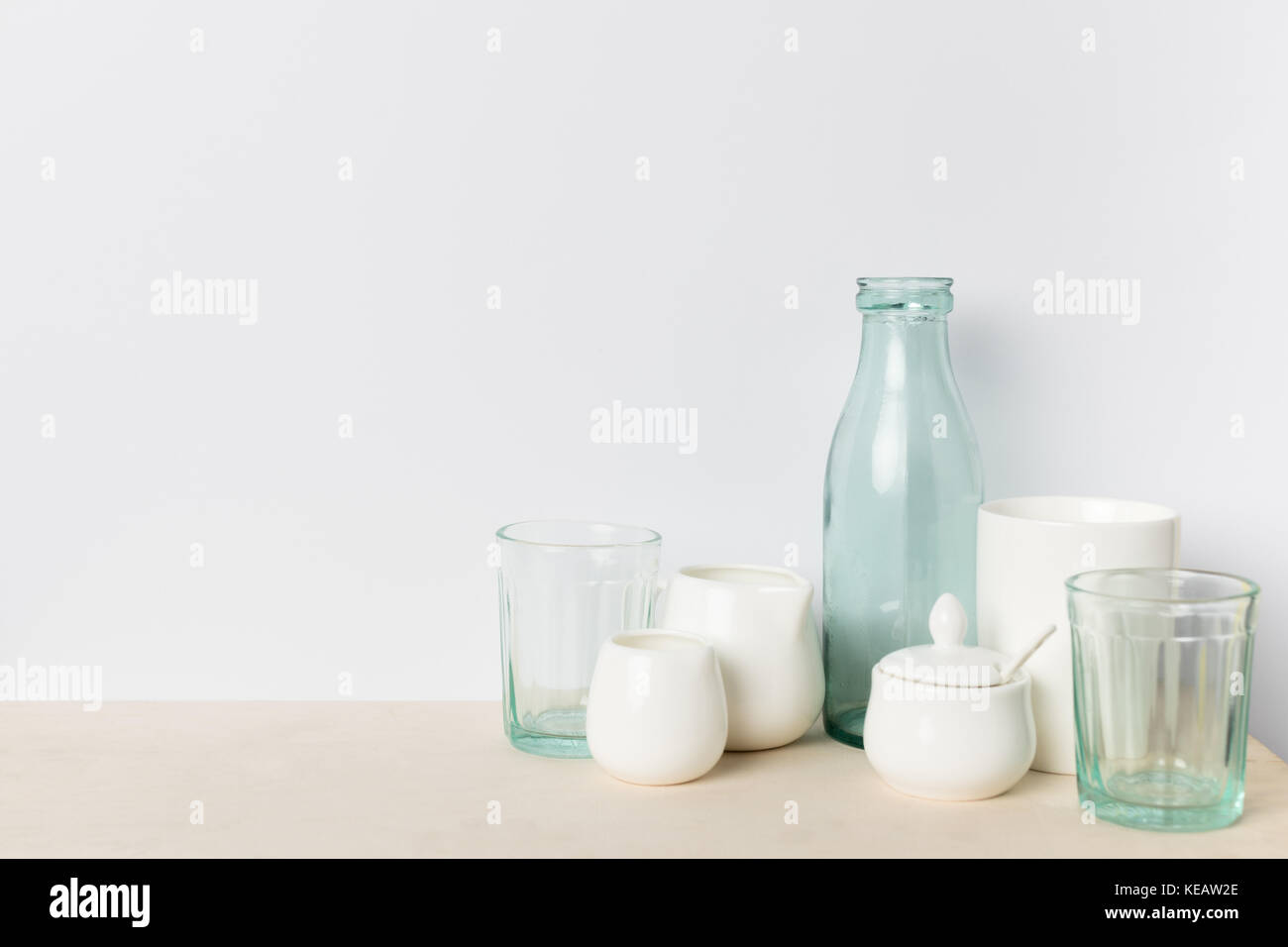 empty glass and ceramic utensils Stock Photo Alamy