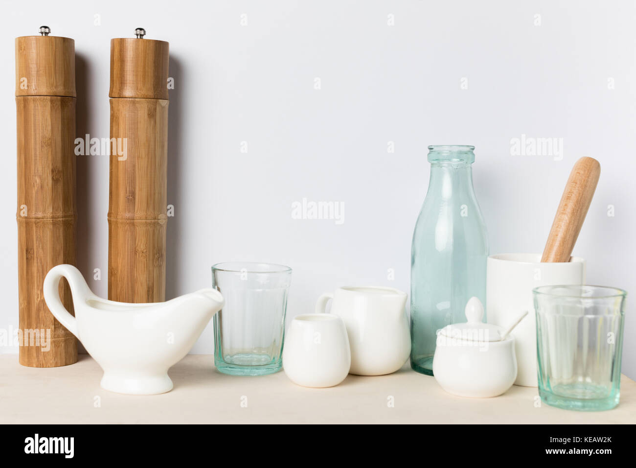 empty glass and ceramic utensils Stock Photo Alamy