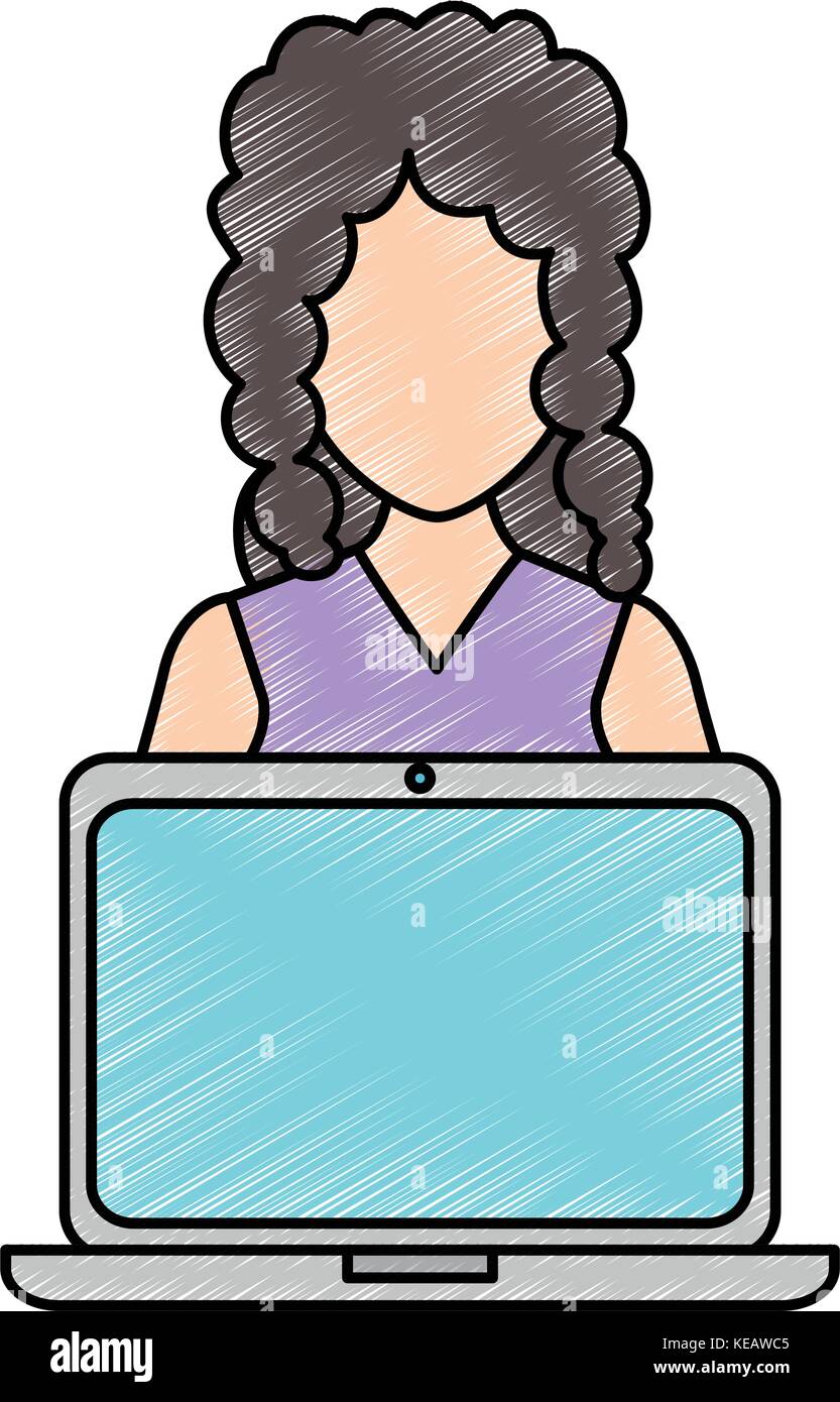 woman with laptop avatar vector illustration design Stock Vector Image ...