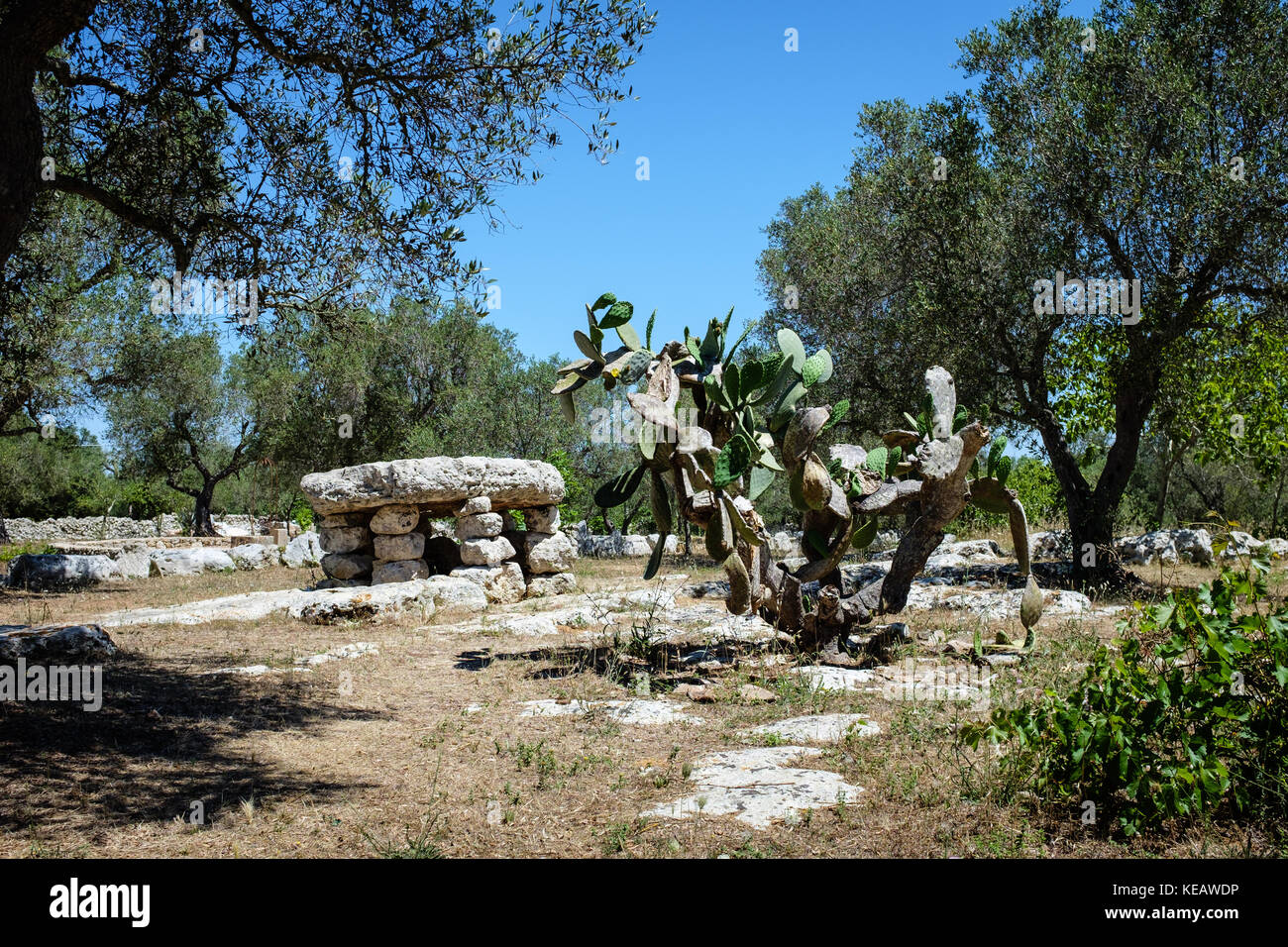 Dolmen in the Apulian countryside Stock Photo
