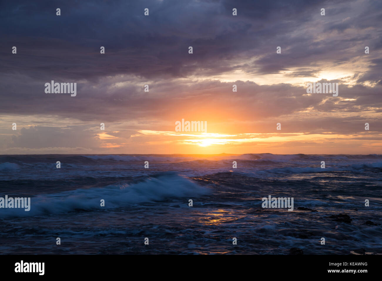 Sea scape waves sunset Stock Photo