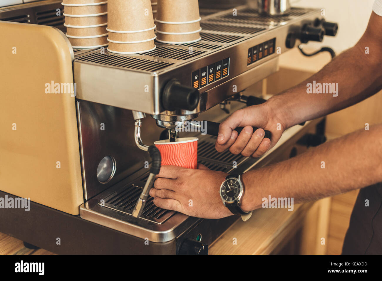 barista making coffee Stock Photo Alamy