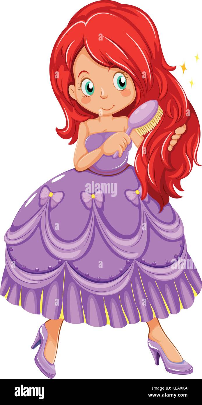 Princess In Purple Dress Combing Hair Stock Vector Art