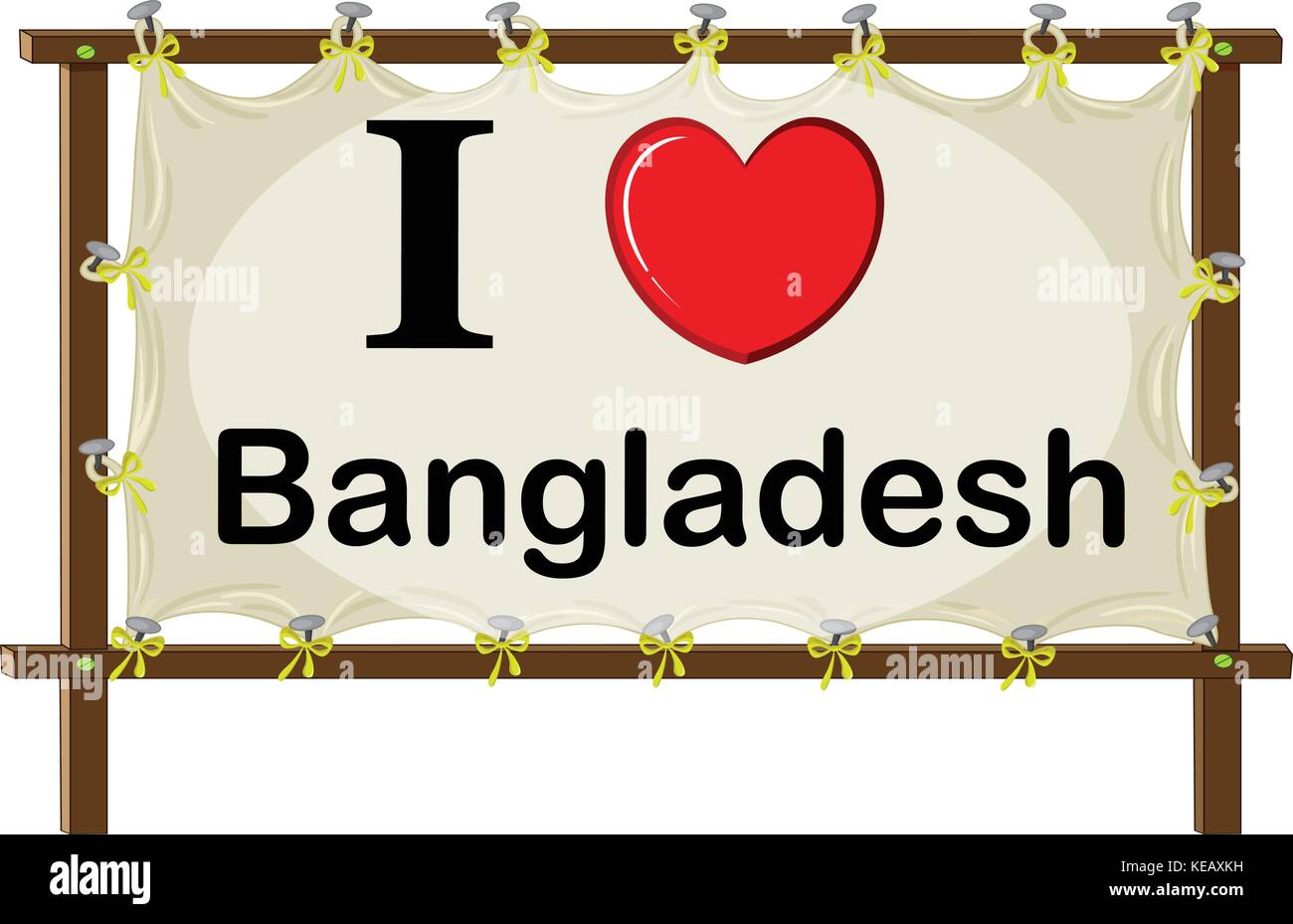 I love Bangladesh in wooden frame Stock Vector