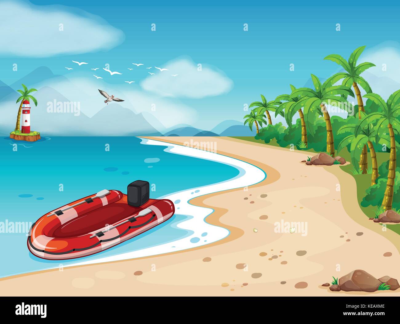 Illustration of a nice scene of a beach Stock Vector