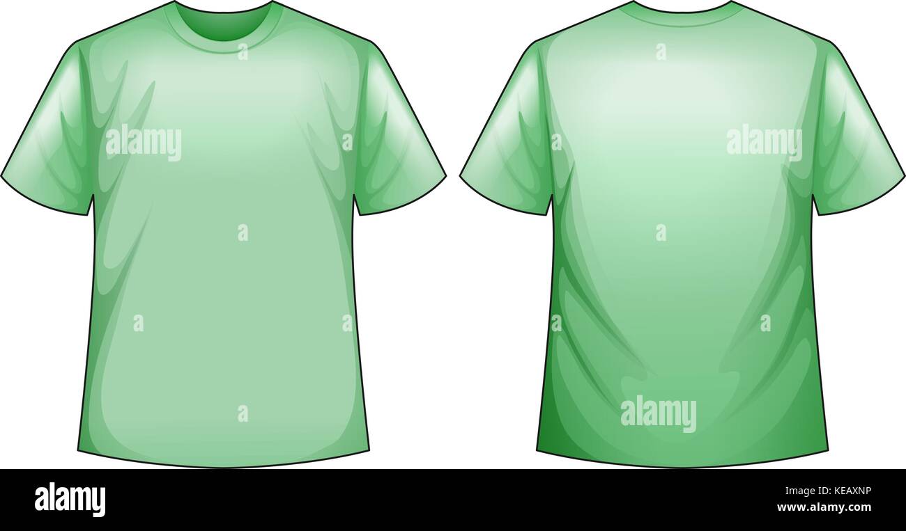 Green t shirt with front and back view Stock Vector Image Art