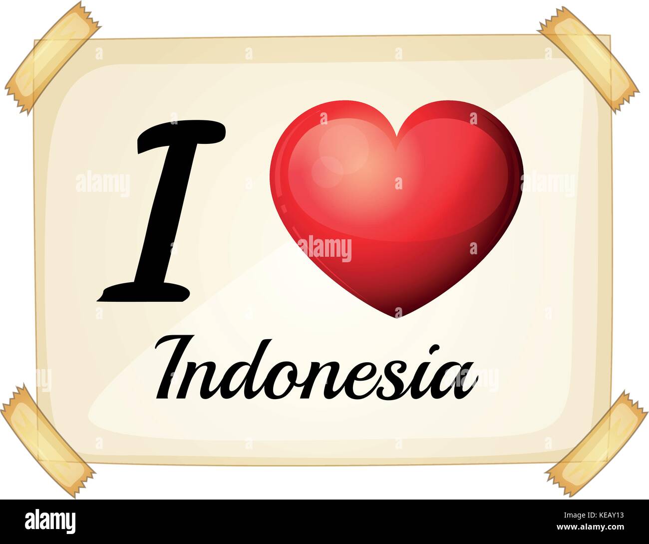 Poster I love Indonesia on the wall Stock Vector