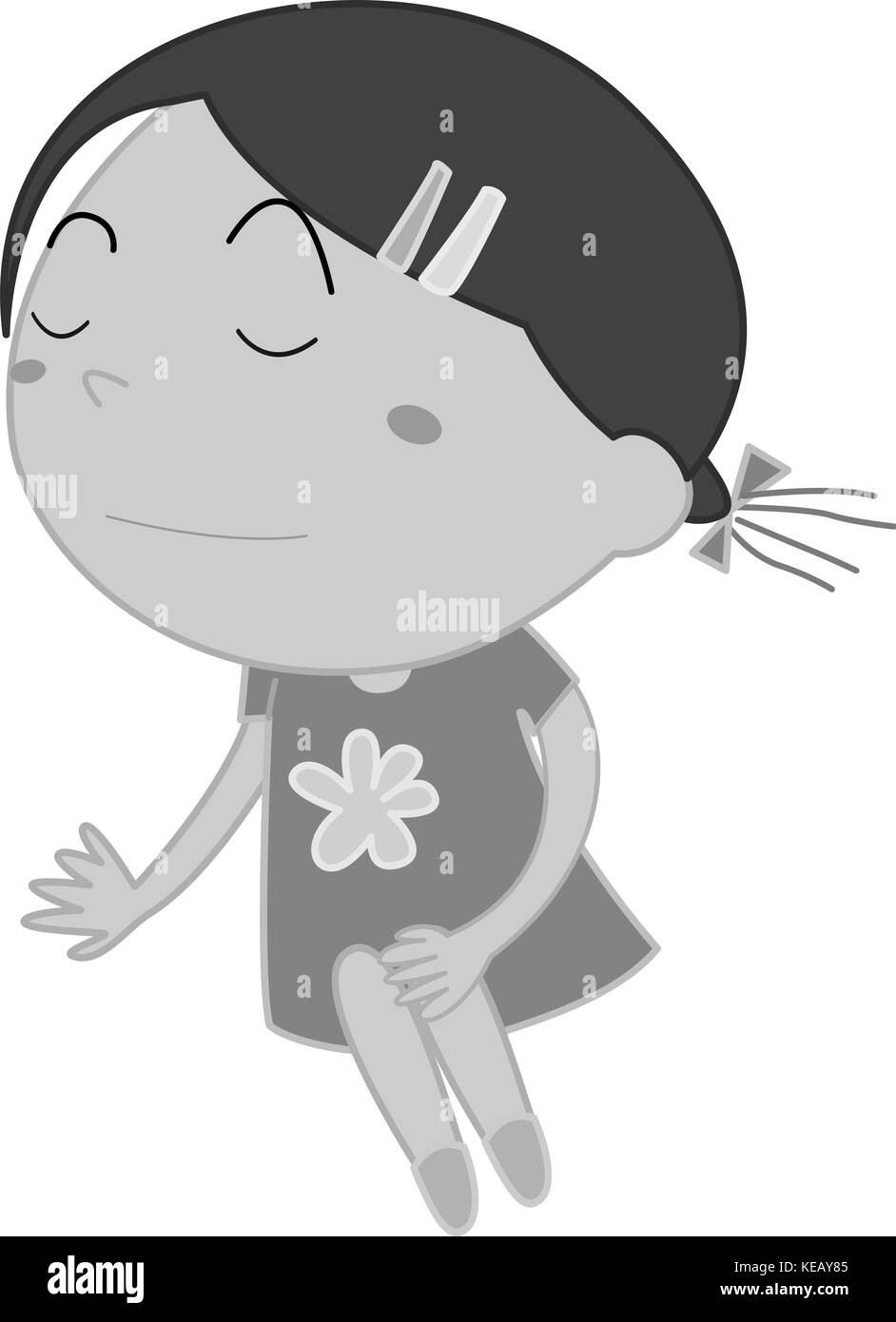Cute little girl sitting with eyes closed Stock Vector Image & Art Cute little girl sitting with eyes closed Stock Vector Image & Art
