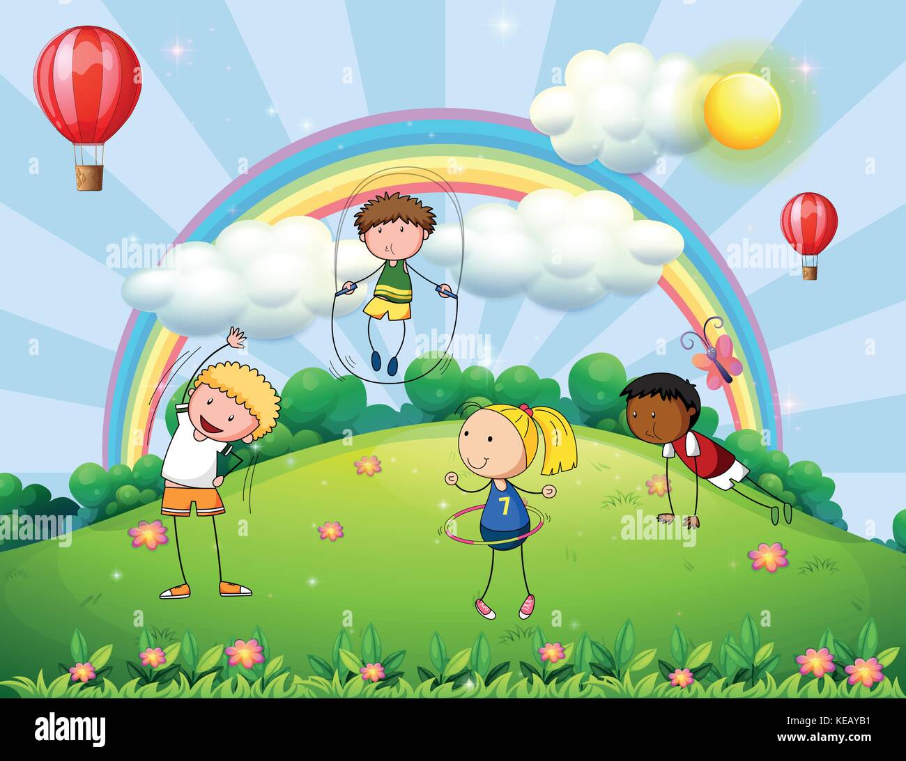 Many children exercising at the park Stock Vector Image & Art - Alamy