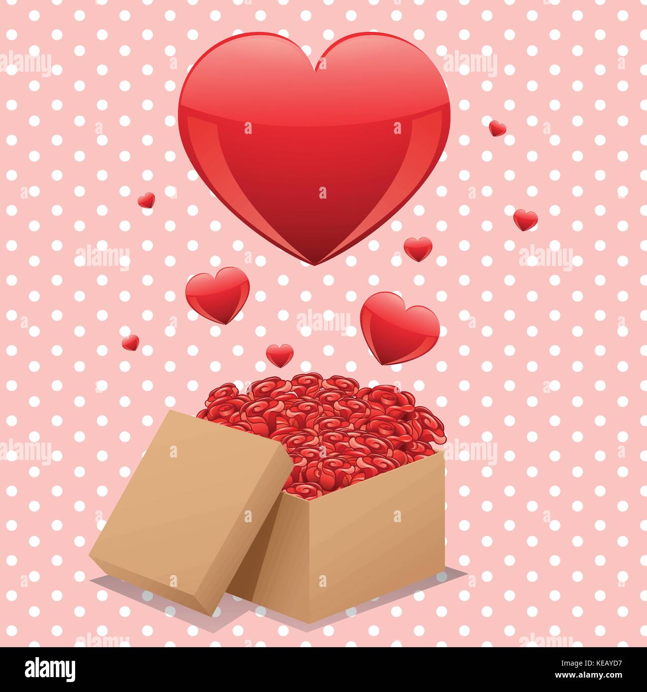 Illustration of a box of roses and hearts Stock Vector Image & Art - Alamy