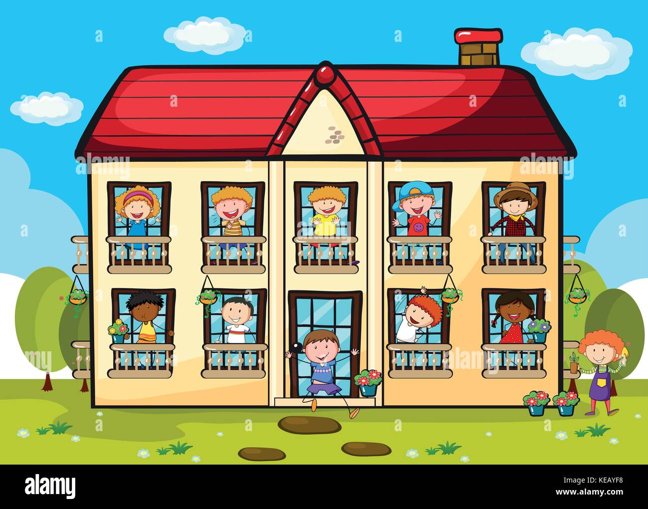 Many people living in big apartment Stock Vector Image & Art Alamy