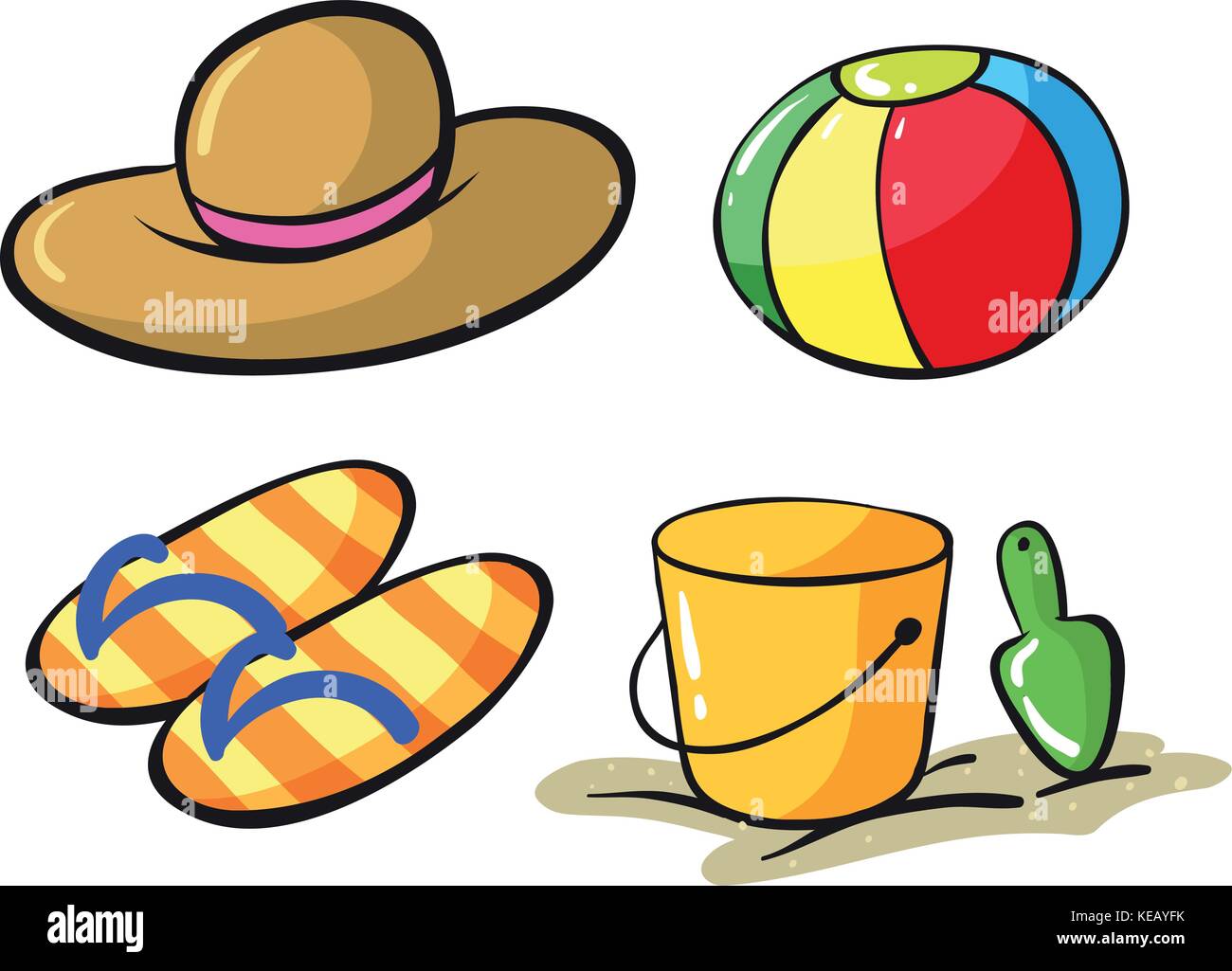 Objects on beach Stock Vector Images - Alamy
