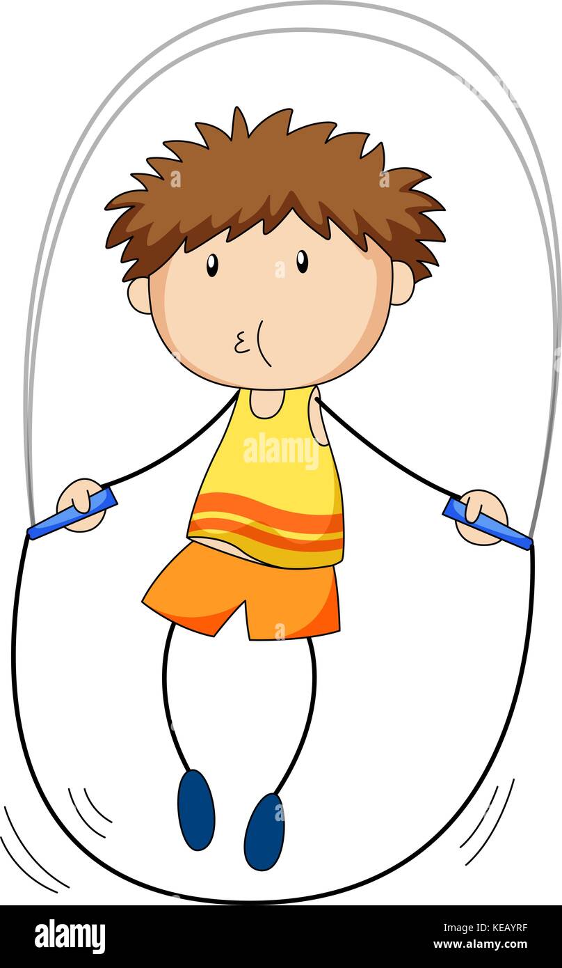 Close up happy boy doing jump rope Stock Vector Image & Art - Alamy
