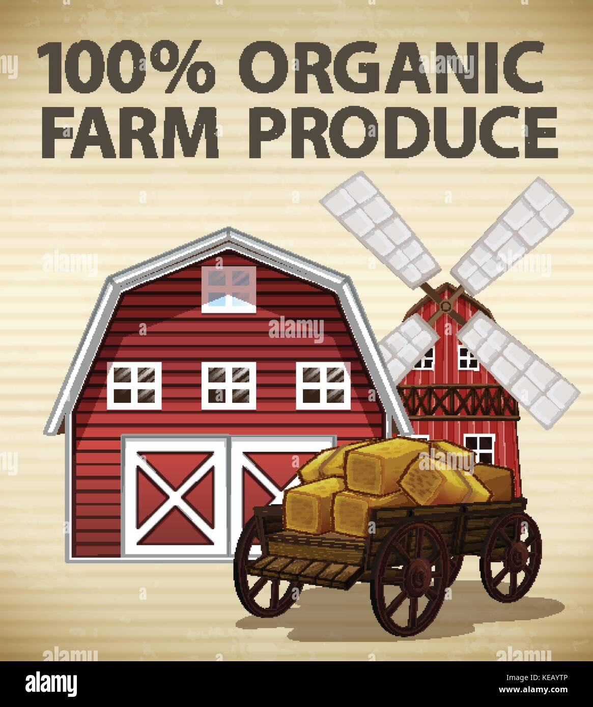 Organic farm produce with barn and windmill Stock Vector Image & Art