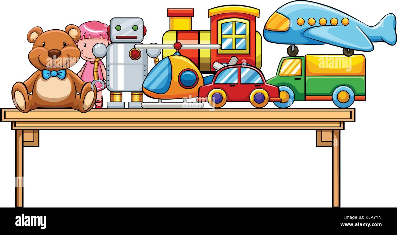 Different kind of toys on the table Stock Vector Image & Art Alamy