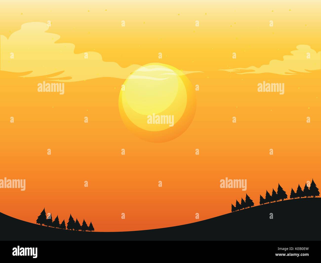 Sunset silhouette illustration in evening Stock Vector Image & Art - Alamy