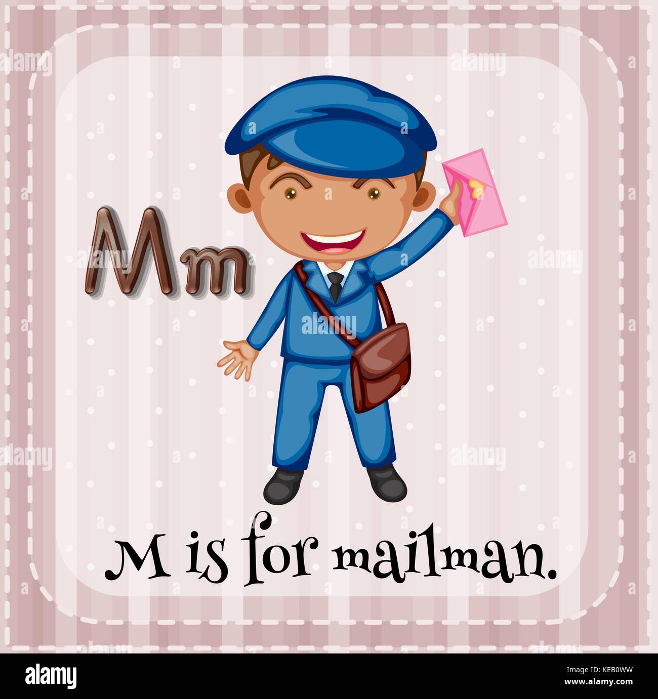 Flashcard letter M is for mailman Stock Vector