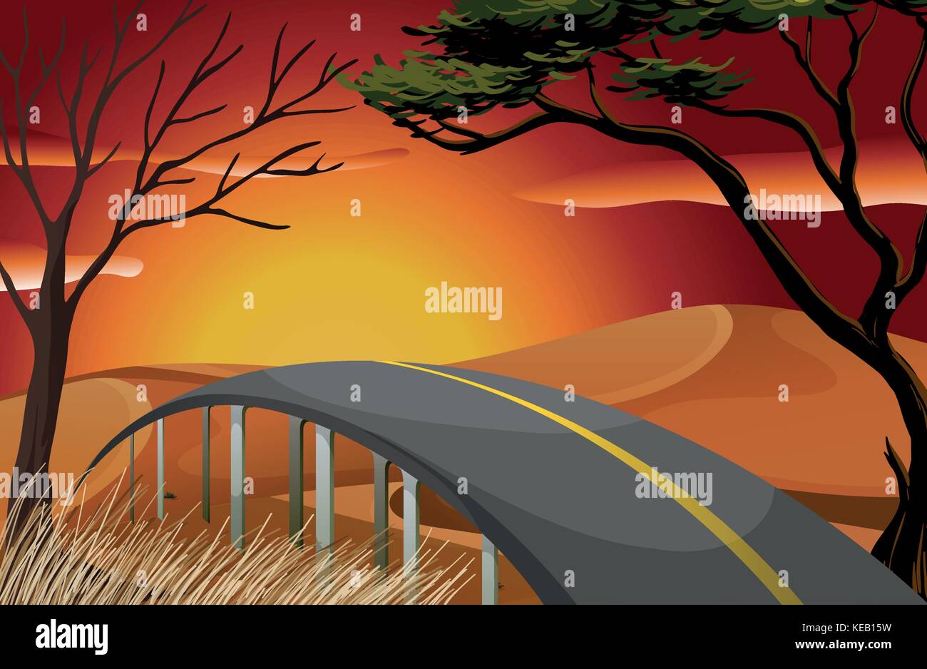 Road to countryside with sunset background Stock Vector Image & Art - Alamy