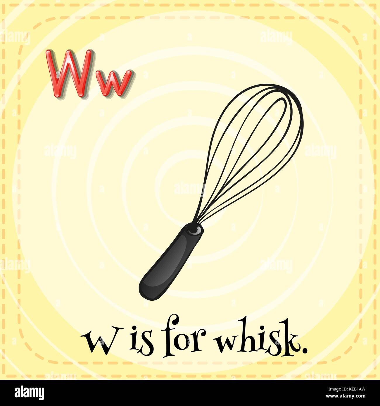 Flashcard letter W is for whisk Stock Vector