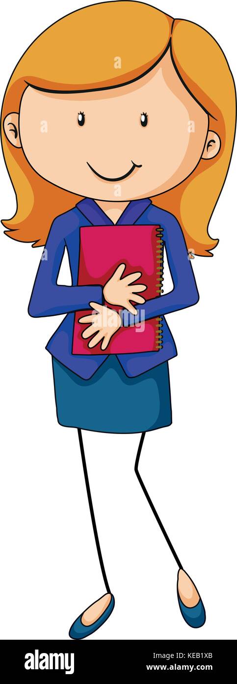Business woman in blue suit holding a notebook Stock Vector Image & Art ...