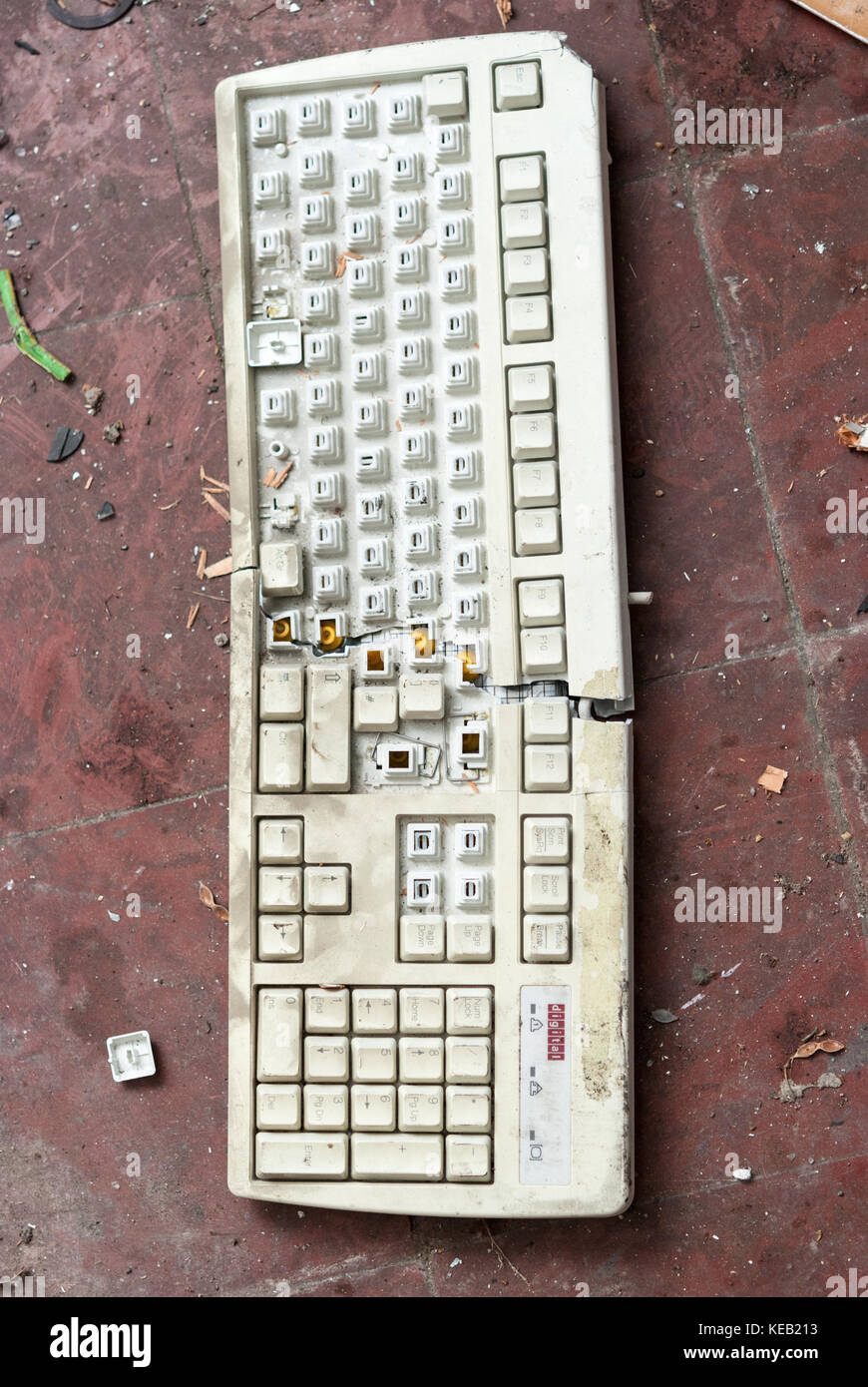 Old broken PC computer keyboards Stock Photo