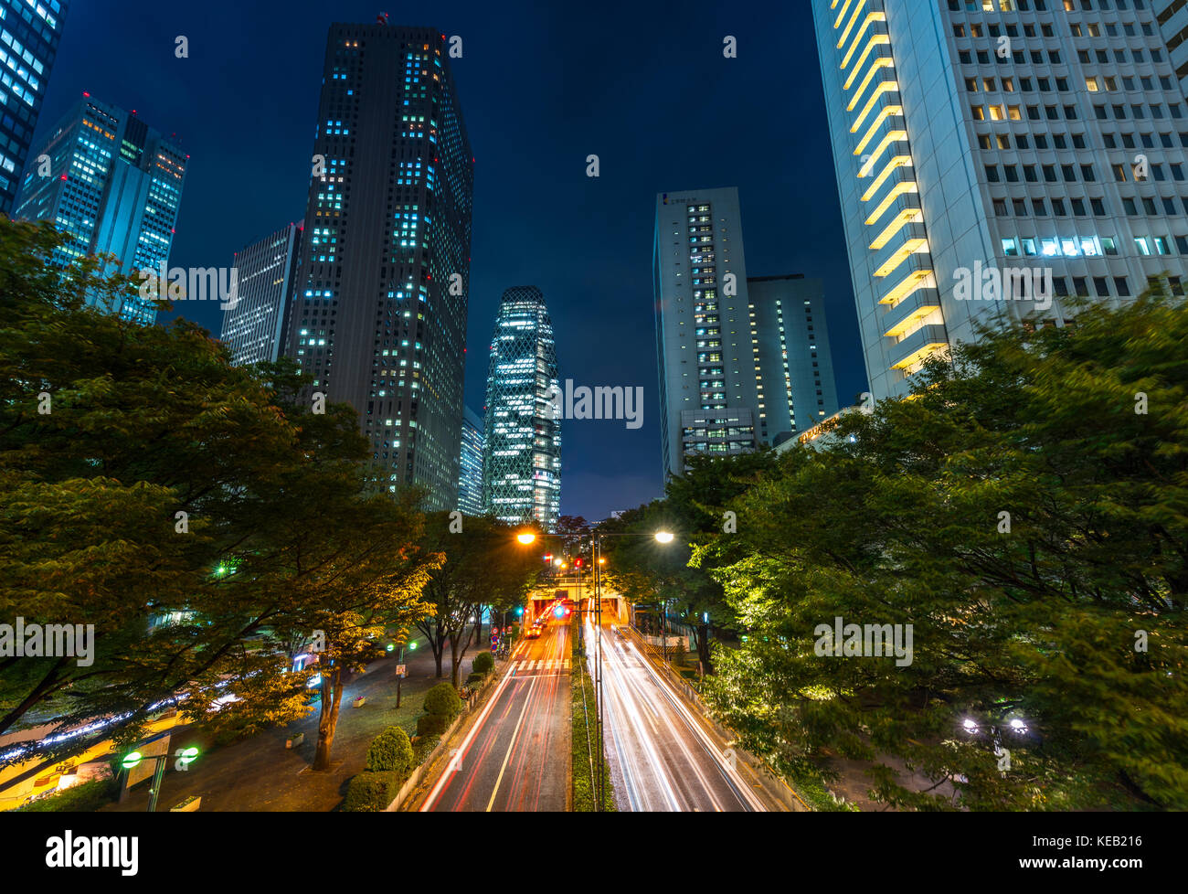 Traffic Light Trails In A Dark Night In Tokyo, Japan Stock Photo - Alamy