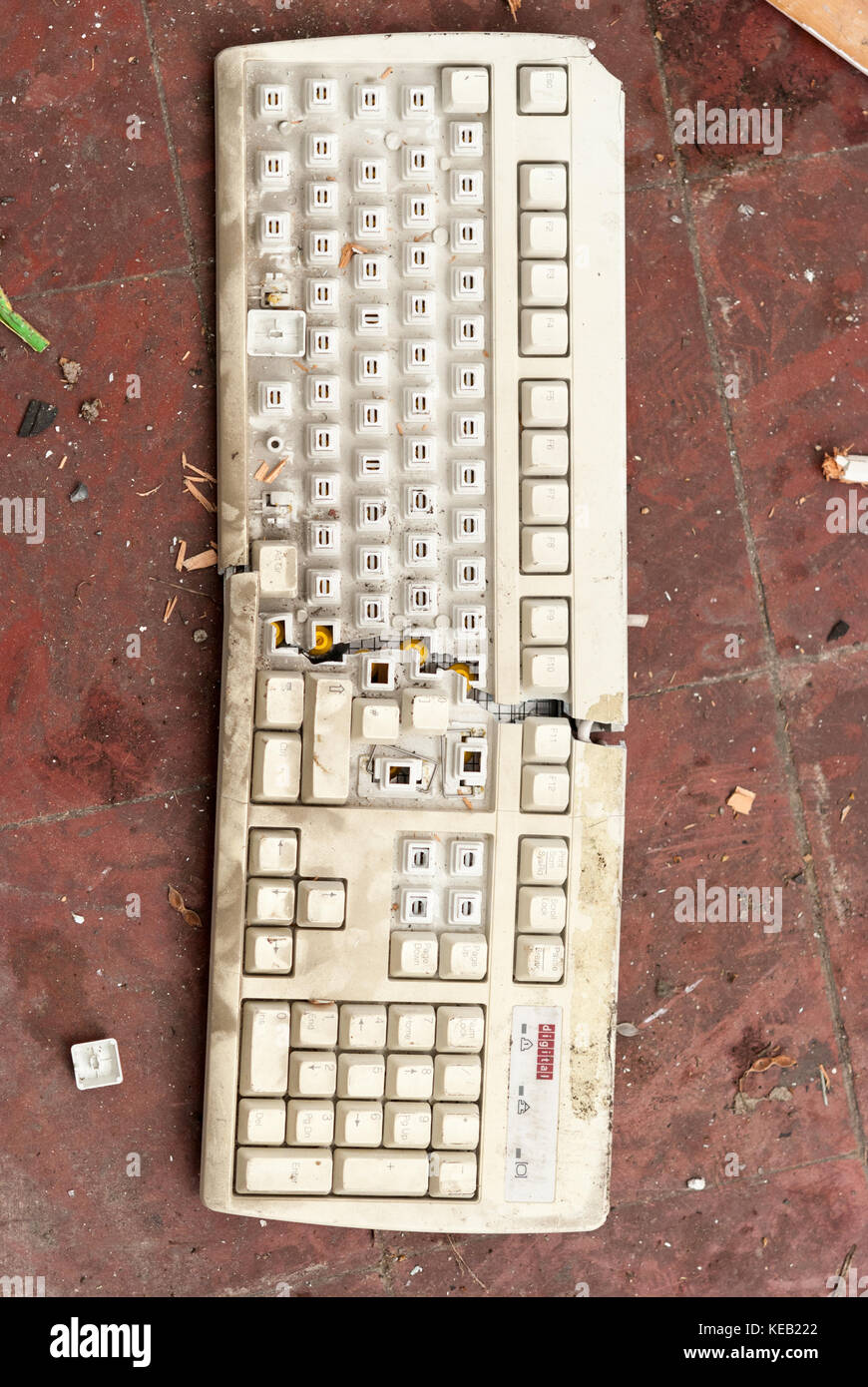 Old broken PC computer keyboards Stock Photo